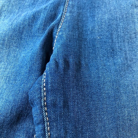 Free People Size 27 Pull On Skinny Jeans High Rise Elastic Waist Frayed Hem - Picture 14 of 15